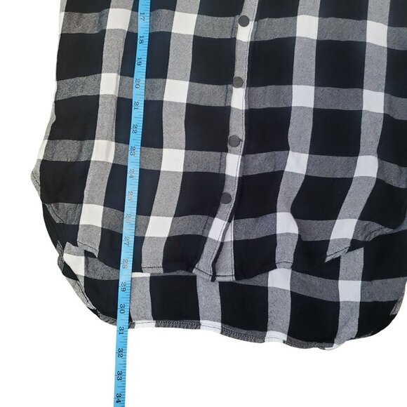 Sanctuary Anthro Womens Black & White Plaid Grunge Soft Boyfriend Shirt Medium - Picture 9 of 11